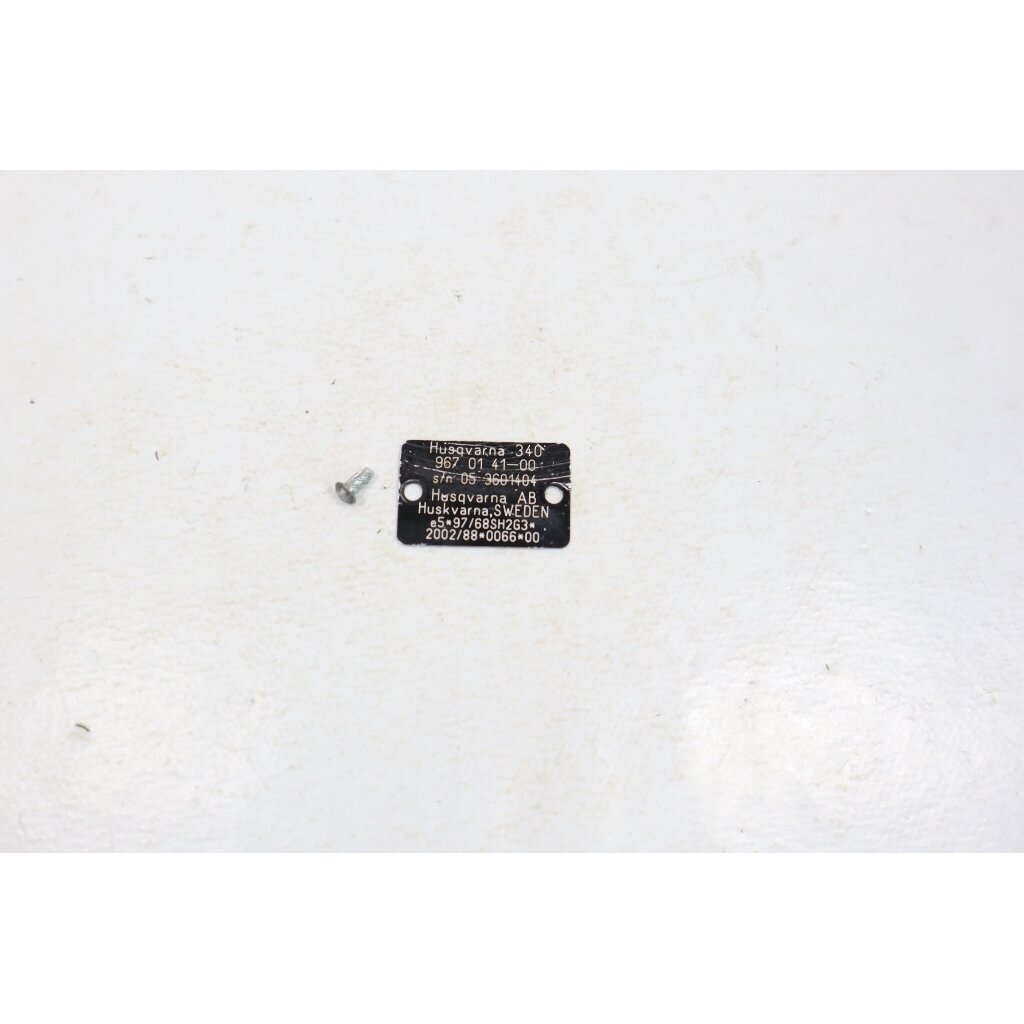 Genuine Identification Plate Husqvarna 340 chainsaw Genuine Identification Plate Husqvarna 340 chainsaw
