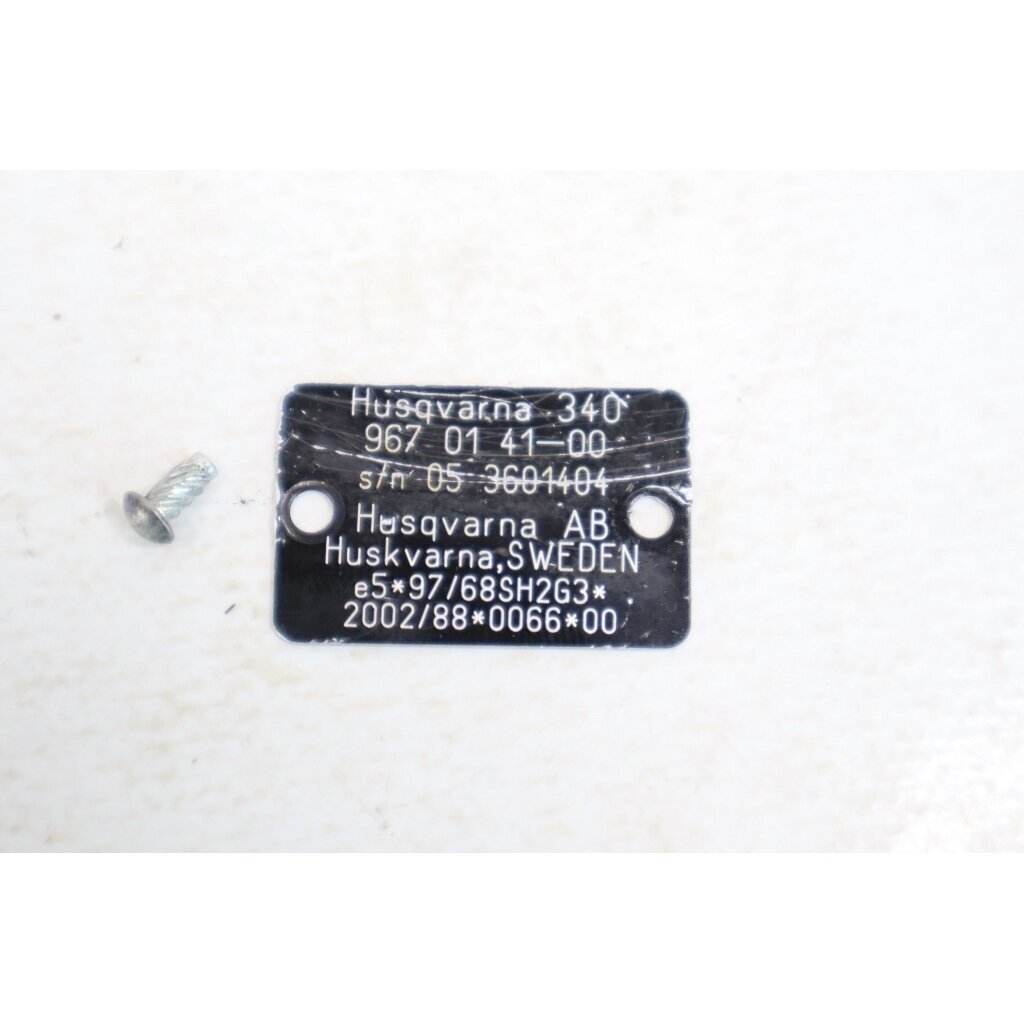 Genuine Identification Plate Husqvarna 340 chainsaw 1 Genuine Identification Plate Husqvarna 340 chainsaw 1