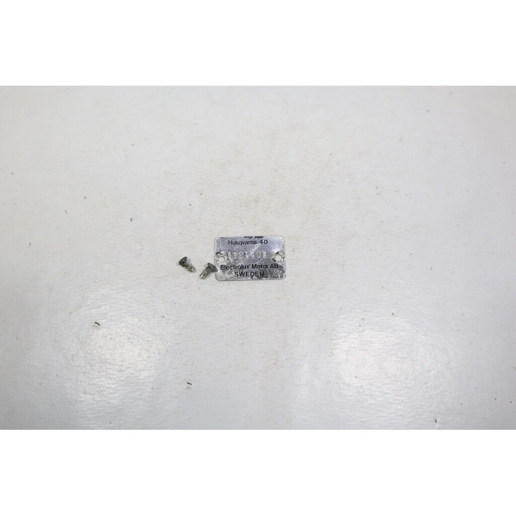 Genuine Identification Plate Husqvarna 40 chainsaw Genuine Identification Plate Husqvarna 40 chainsaw