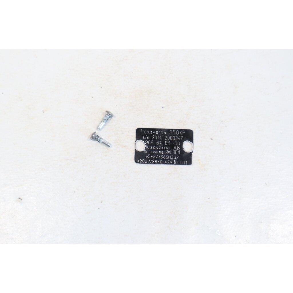Genuine Identification Plate Husqvarna Jonsered chainsaw 582086964