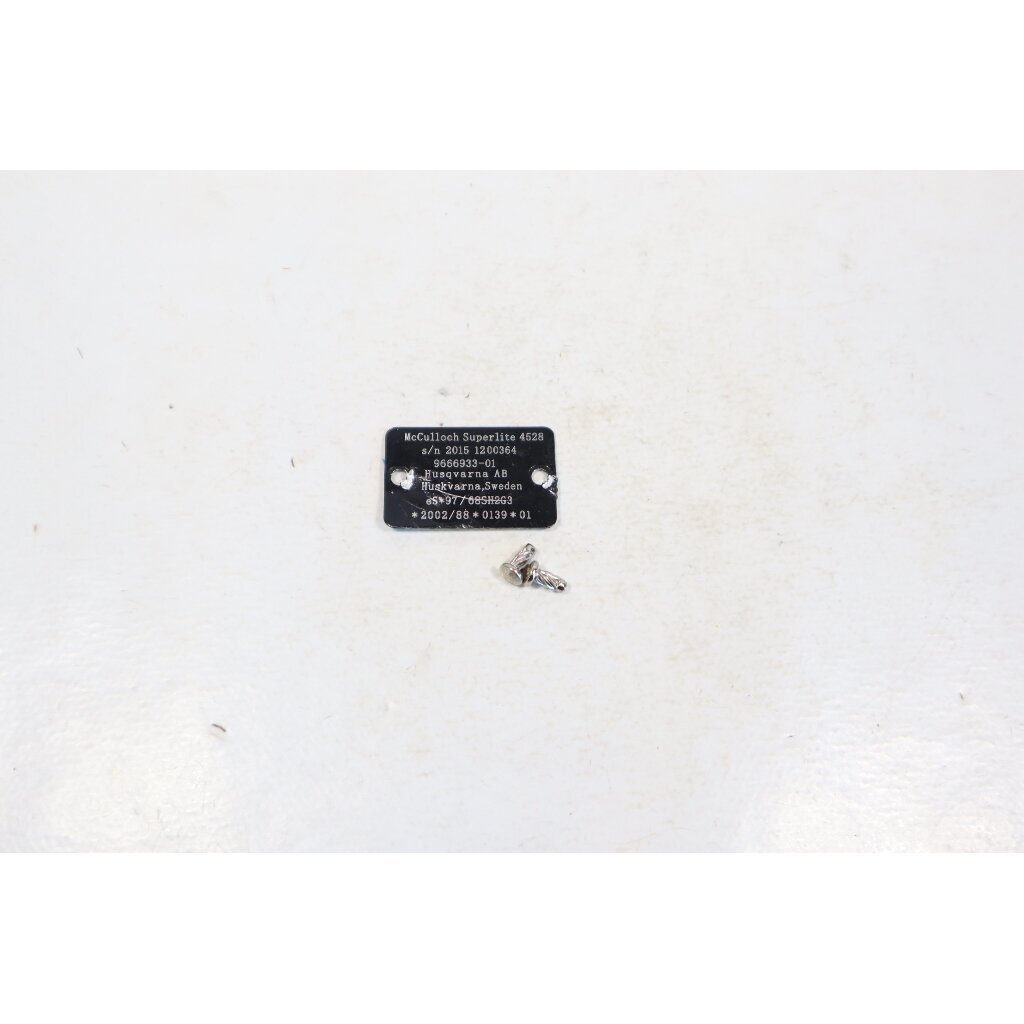 Genuine Identification Plate McCULLOCH SuperLite 4528 hedge trimmer Genuine Identification Plate McCULLOCH SuperLite 4528 hedge trimmer