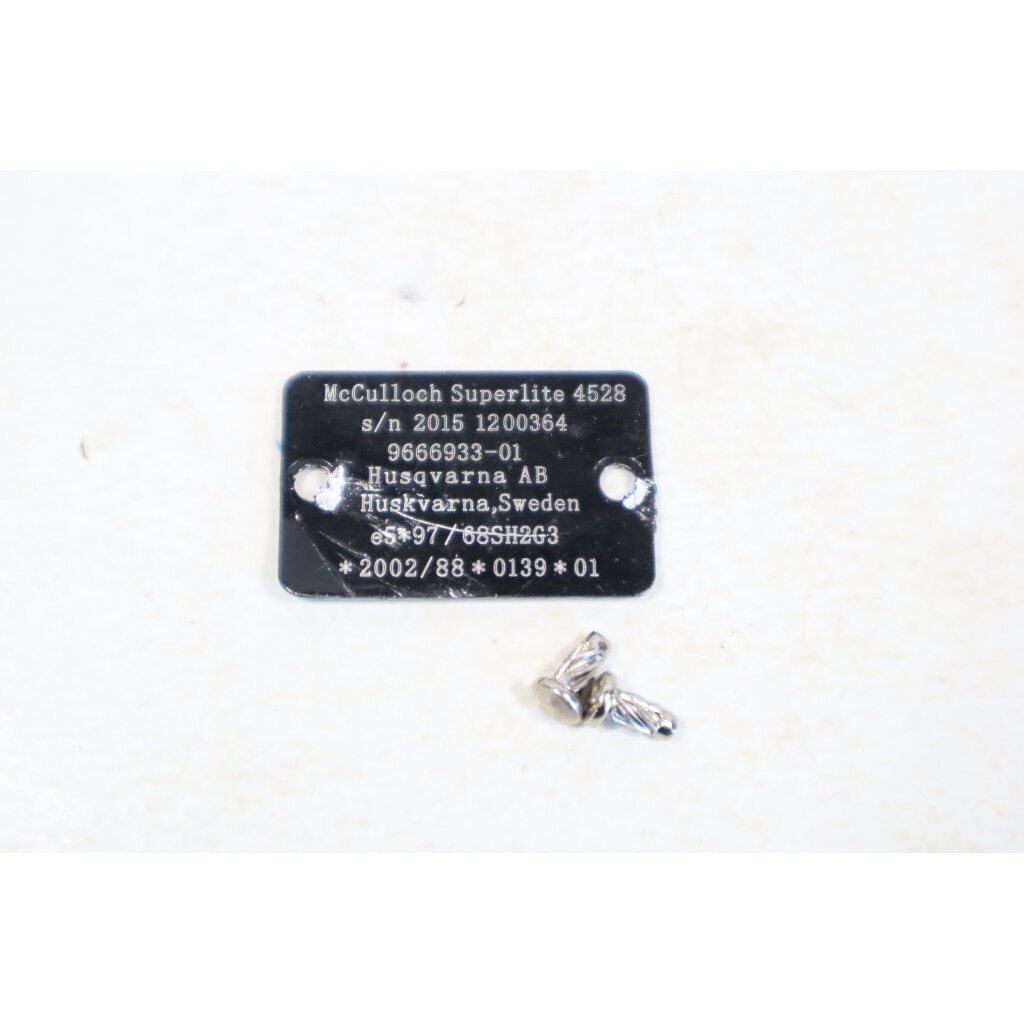 Genuine Identification Plate McCULLOCH SuperLite 4528 hedge trimmer 1 Genuine Identification Plate McCULLOCH SuperLite 4528 hedge trimmer 1