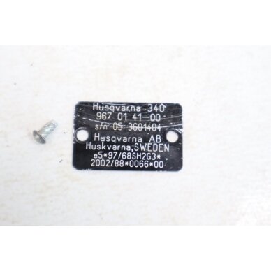 Genuine Identification Plate Husqvarna 340 chainsaw 1 Genuine Identification Plate Husqvarna 340 chainsaw 1