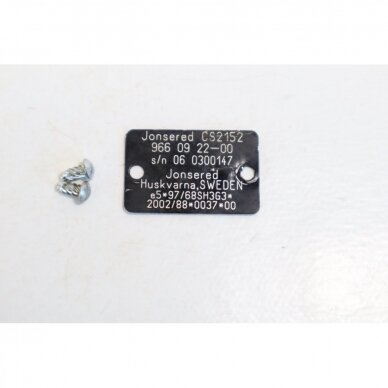 Genuine Identification Plate Jonsered CS2152 chainsaw 1 Genuine Identification Plate Jonsered CS2152 chainsaw 1